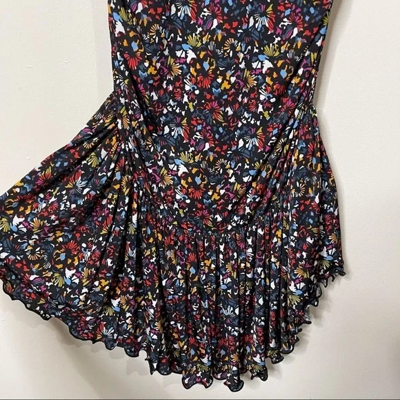 NWT Tanya Taylor Black Floral Ruched Effie Dress
